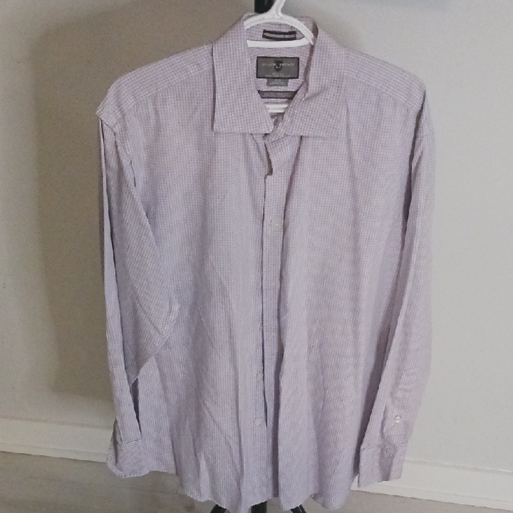 Black Brown 1826 Lavender Checkered Dress Shirt - Men's Size 17 / 35